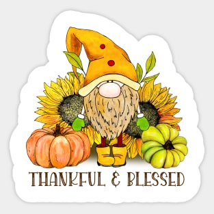 Thankful and Blessed Autumn Gnome Sticker